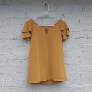 Yellow Flutter Sleeve Top